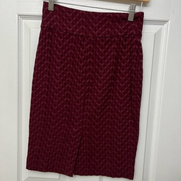 Worn once. Margaret M Burgundy Knit Pencil Skirt - Picture 1 of 3